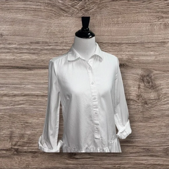 BCBGMaxAzria Women's Size XXS Mariela Shirt Dress White Long Sleeve Button Down - Picture 4 of 12